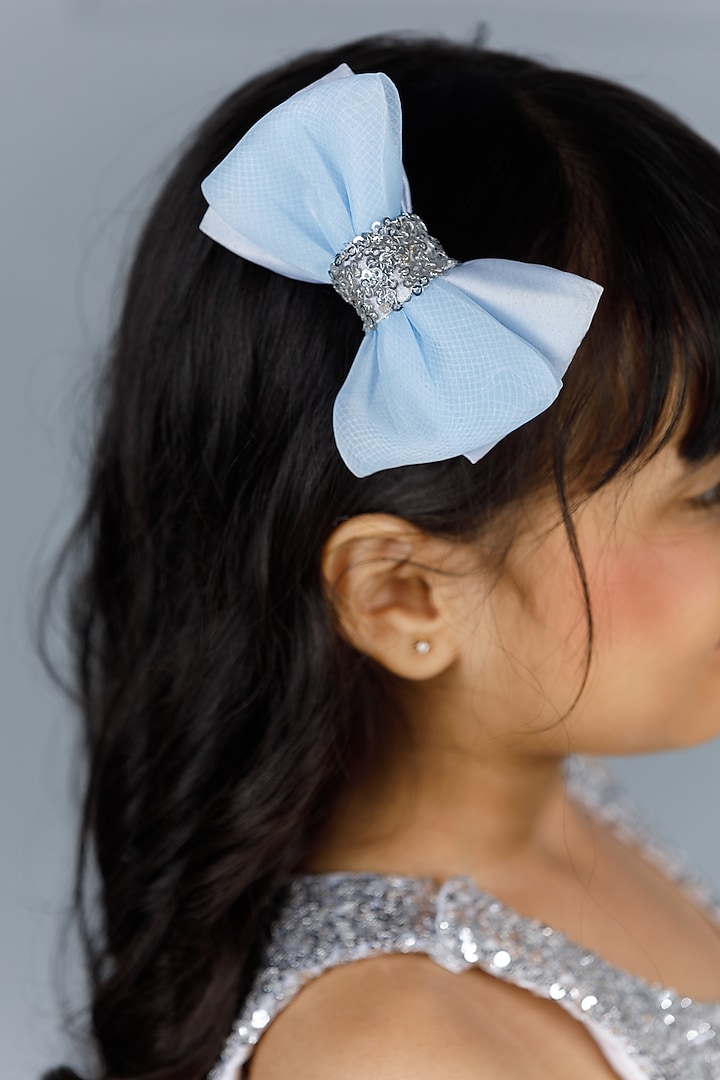 White Cotton & Tulle Embroidered Dress For Girls by The Lush Affair at Pernia's Pop Up Shop