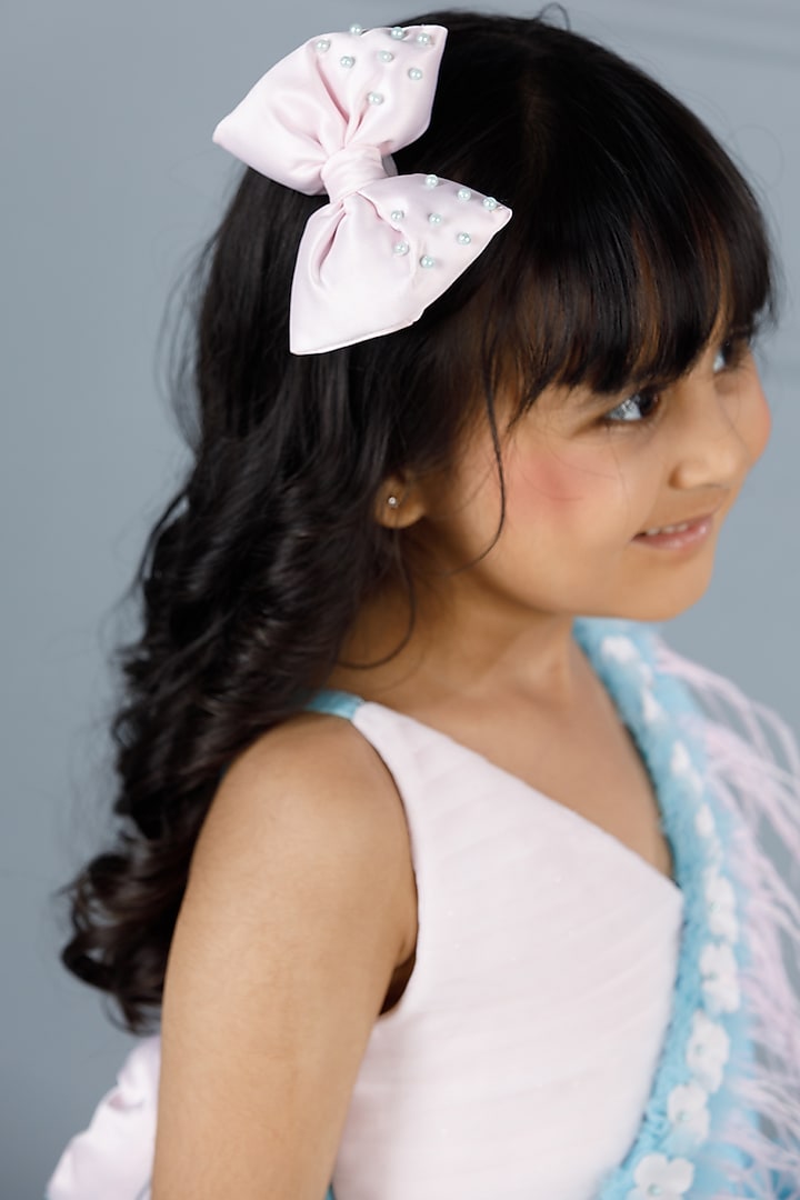 Blue Cotton & Silk Satin Embroidered Dress For Girls by The Lush Affair at Pernia's Pop Up Shop