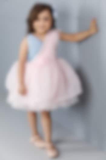 Pink Cotton & Silk Satin Embroidered Dress For Girls by The Lush Affair at Pernia's Pop Up Shop