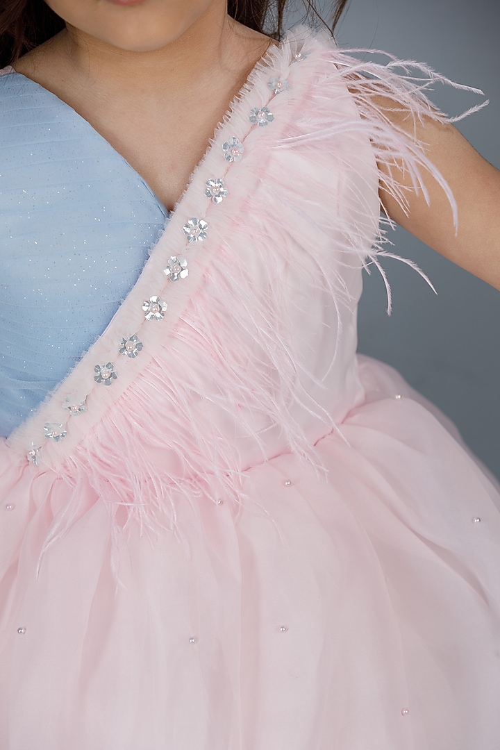 Pink Cotton & Silk Satin Embroidered Dress For Girls by The Lush Affair at Pernia's Pop Up Shop
