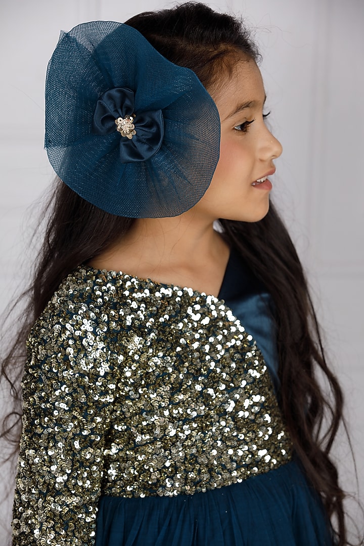 Green Cotton & Silk Satin Embroidered Dress For Girls by The Lush Affair at Pernia's Pop Up Shop