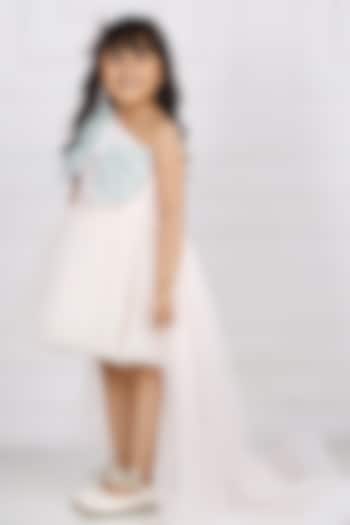 Pink Cotton & Silk Satin Embroidered Dress For Girls by The Lush Affair at Pernia's Pop Up Shop