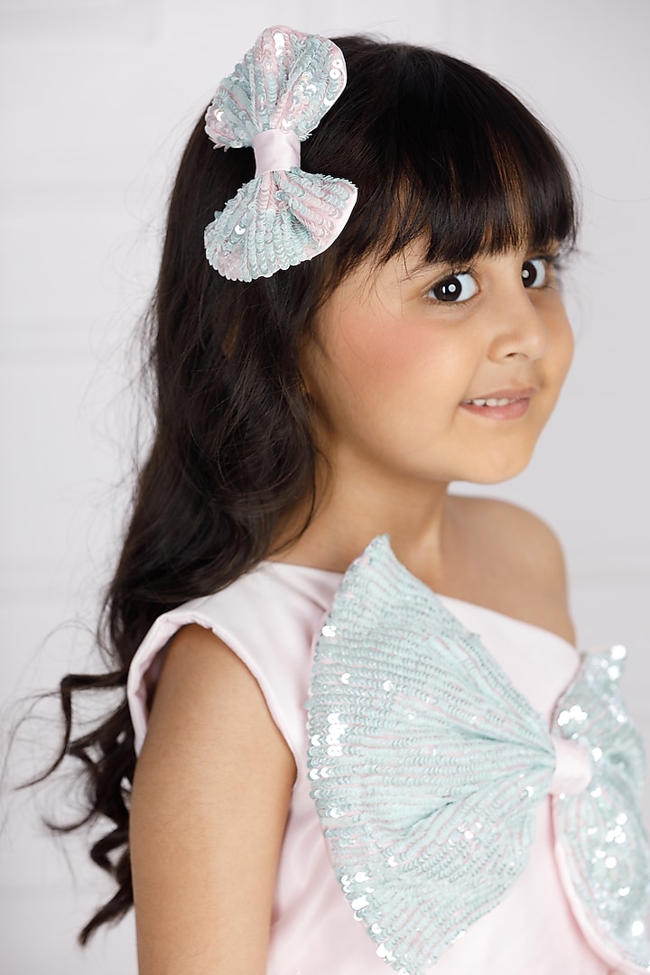 Pink Cotton & Silk Satin Embroidered Dress For Girls by The Lush Affair at Pernia's Pop Up Shop