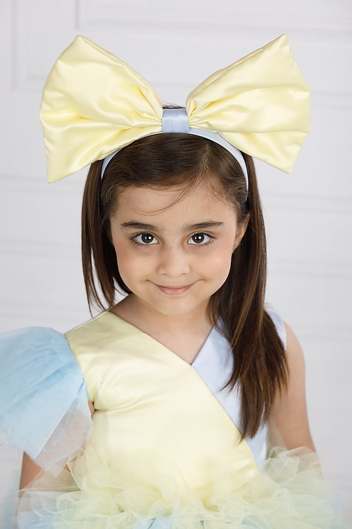 Blue Cotton & Silk Satin Hand Embroidered Dress For Girls by The Lush Affair at Pernia's Pop Up Shop