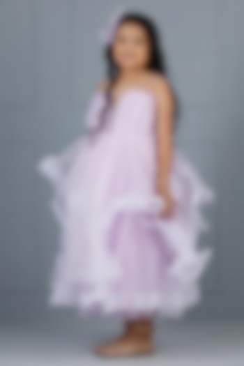 Purple Cotton & Silk Satin Embroidered Gown For Girls by The Lush Affair at Pernia's Pop Up Shop