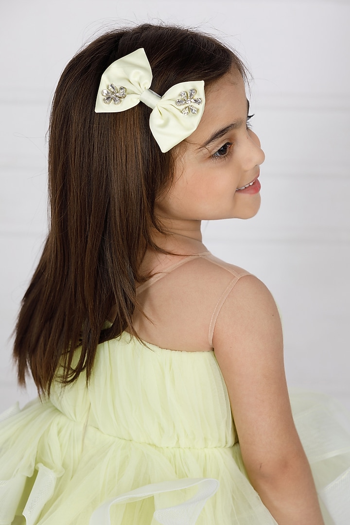 Mint Green Cotton & Silk Satin Embroidered Dress For Girls by The Lush Affair at Pernia's Pop Up Shop