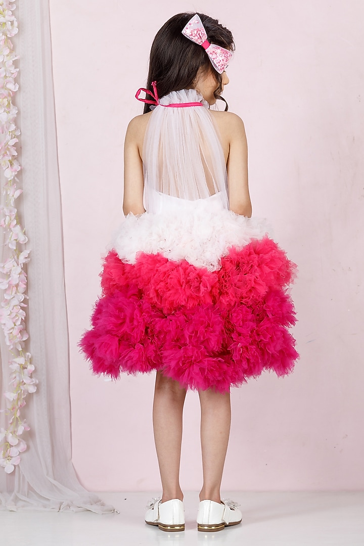 Pink Cotton & Silk Satin Embroidered Dress For Girls by The Lush Affair at Pernia's Pop Up Shop