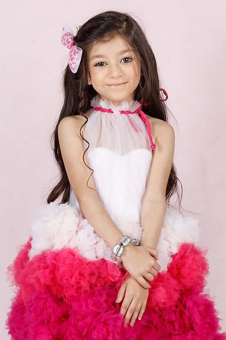 Pink Cotton & Silk Satin Embroidered Dress For Girls by The Lush Affair at Pernia's Pop Up Shop