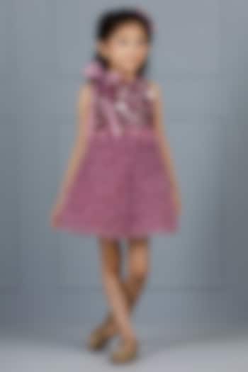 Purple Cotton & Silk Satin Embroidered Dress For Girls by The Lush Affair at Pernia's Pop Up Shop
