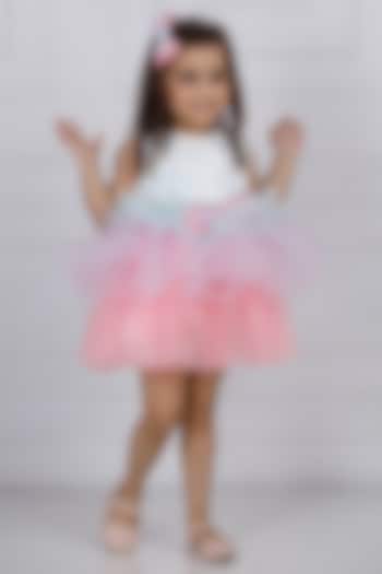 White Cotton & Velvet Dress For Girls by The Lush Affair at Pernia's Pop Up Shop