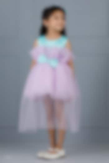 Purple Cotton & Silk Satin Embroidered Dress For Girls by The Lush Affair at Pernia's Pop Up Shop