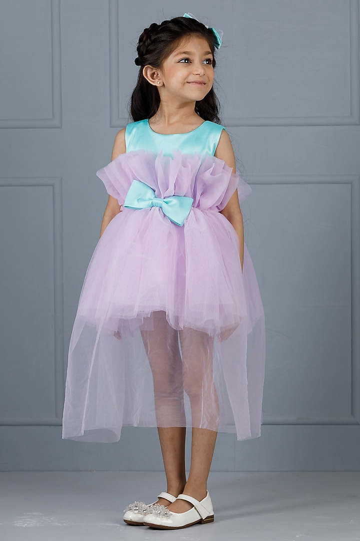 Purple Cotton & Silk Satin Embroidered Dress For Girls by The Lush Affair at Pernia's Pop Up Shop