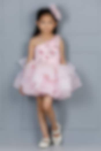 Pink Cotton & Silk Satin Embroidered Dress For Girls by The Lush Affair at Pernia's Pop Up Shop