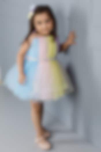 Lemon Cotton & Silk Satin Embroidered Dress For Girls by The Lush Affair at Pernia's Pop Up Shop