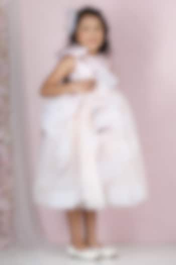 Pink Cotton & Silk Satin Embroidered Gown For Girls by The Lush Affair at Pernia's Pop Up Shop