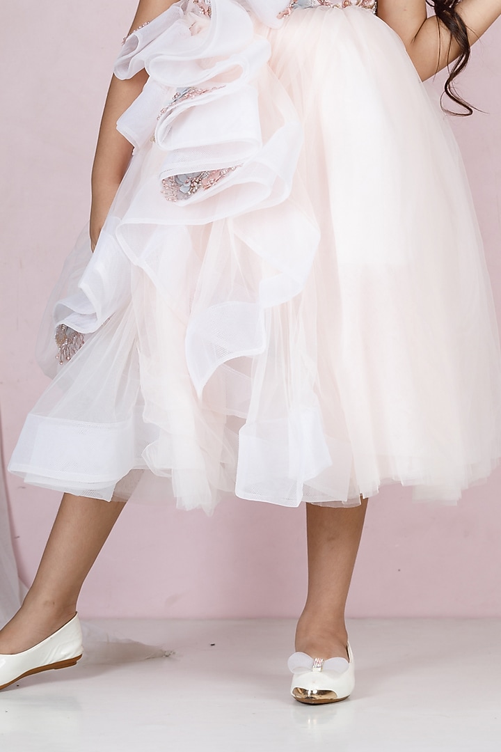 Pink Cotton & Silk Satin Embroidered Gown For Girls by The Lush Affair at Pernia's Pop Up Shop