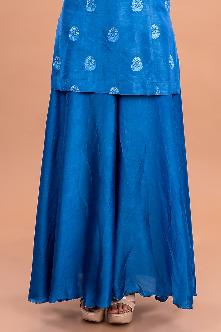 Cobalt Blue Slub Silk Sharara Set by Lugda by DIHI at Pernia's Pop Up Shop