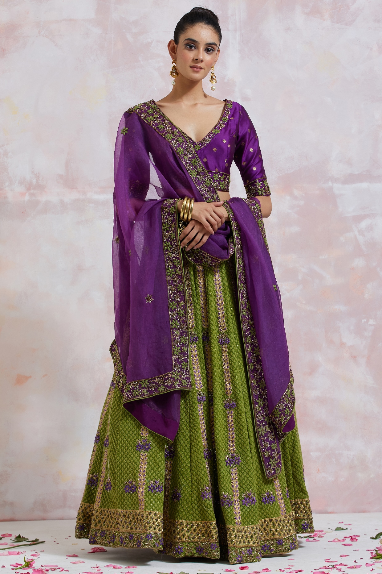 Purple Green Heavy Embroidered Wedding Party Wear Lehenga Choli Dupatta  Custom Stitched Lengha for Girls Women Made to Measure Dresses - Etsy