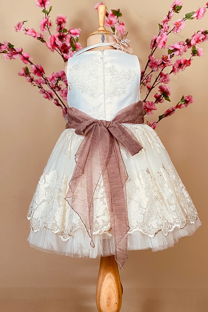 Off-White Lace Dress For Girls by Little Vogue Club at Pernia's Pop Up Shop