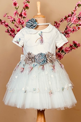 White Lace Dress For Girls by Little Vogue Club