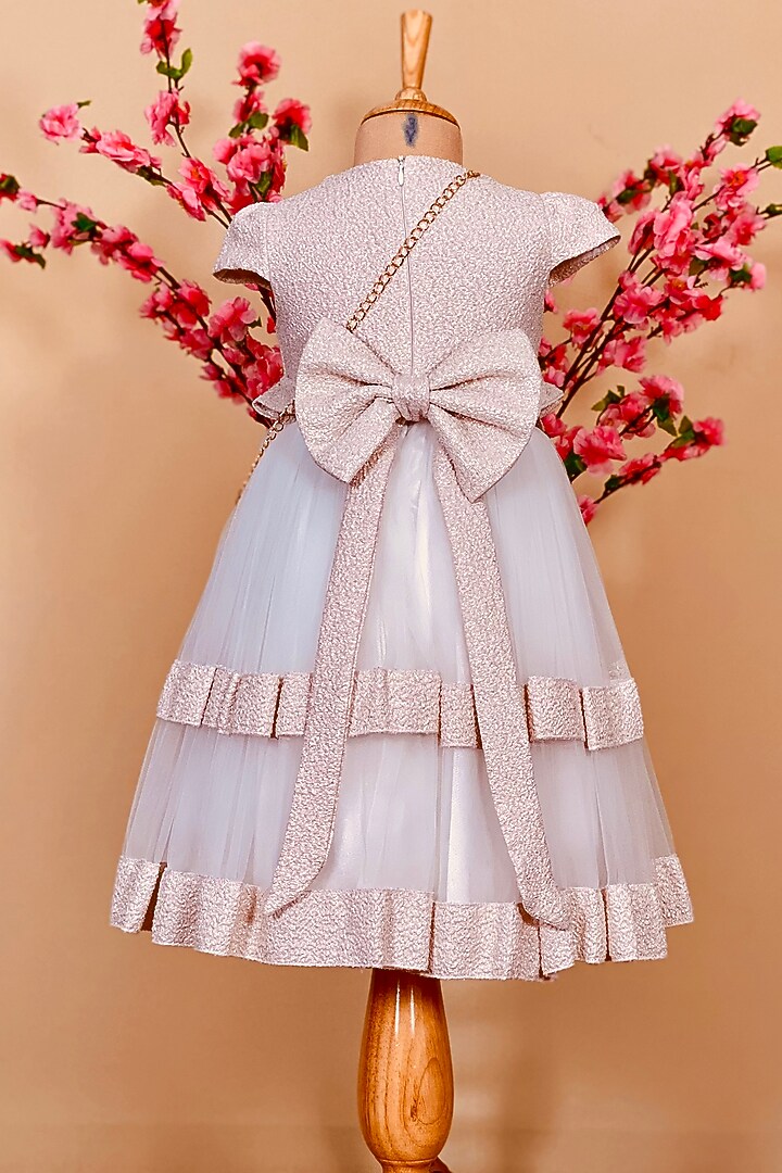 Pastel Pink Dress With Sling Bag For Girls by Little Vogue Club at Pernia's Pop Up Shop