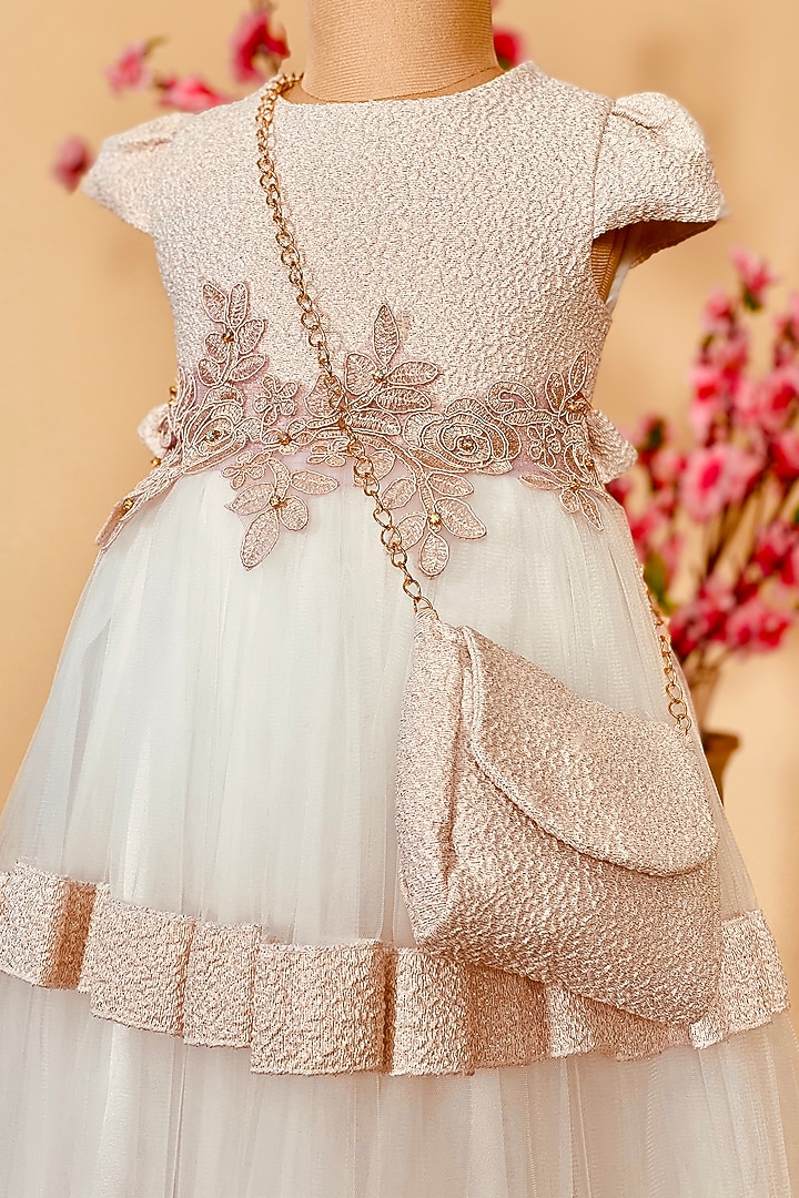 Pastel Pink Dress With Sling Bag For Girls by Little Vogue Club at Pernia's Pop Up Shop