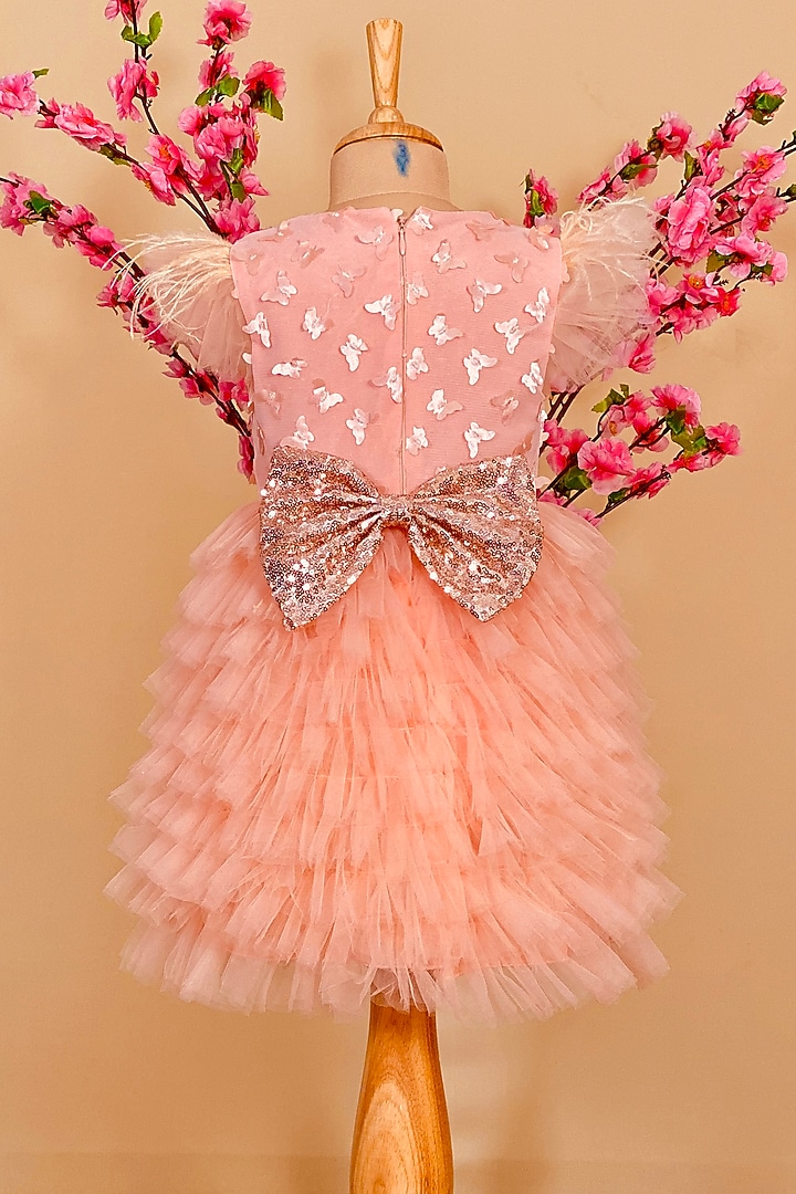 Peach Tulle Dress For Girls by Little Vogue Club at Pernia's Pop Up Shop