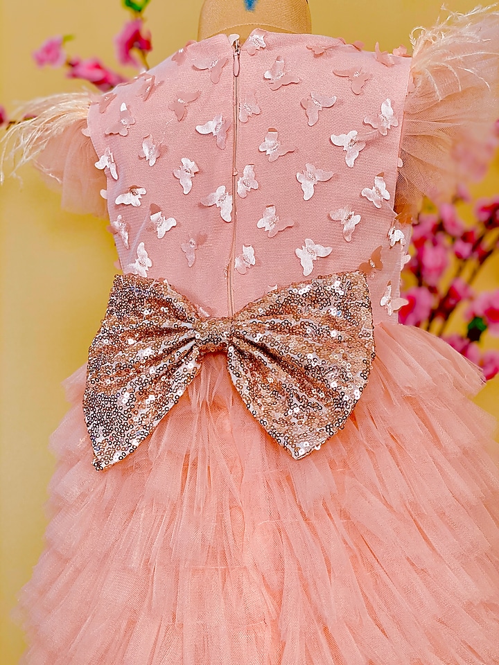 Peach Tulle Dress For Girls by Little Vogue Club at Pernia's Pop Up Shop