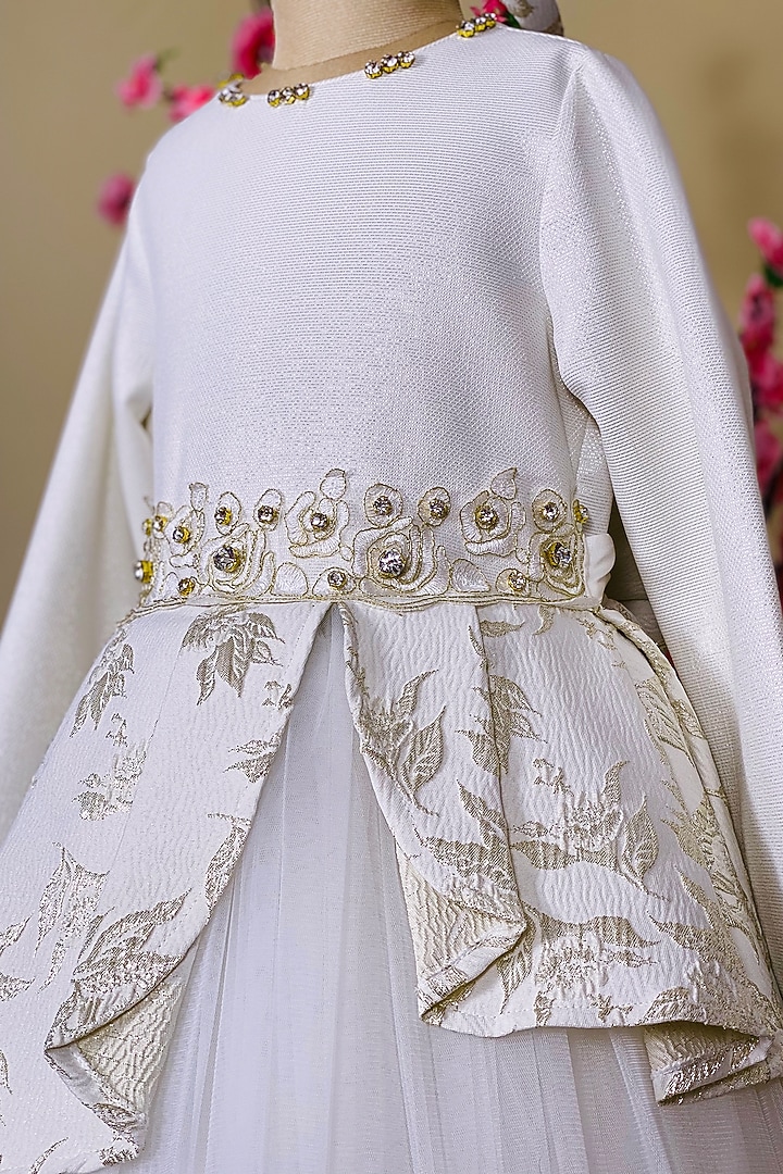White Dress With Headpiece For Girls by Little Vogue Club at Pernia's Pop Up Shop