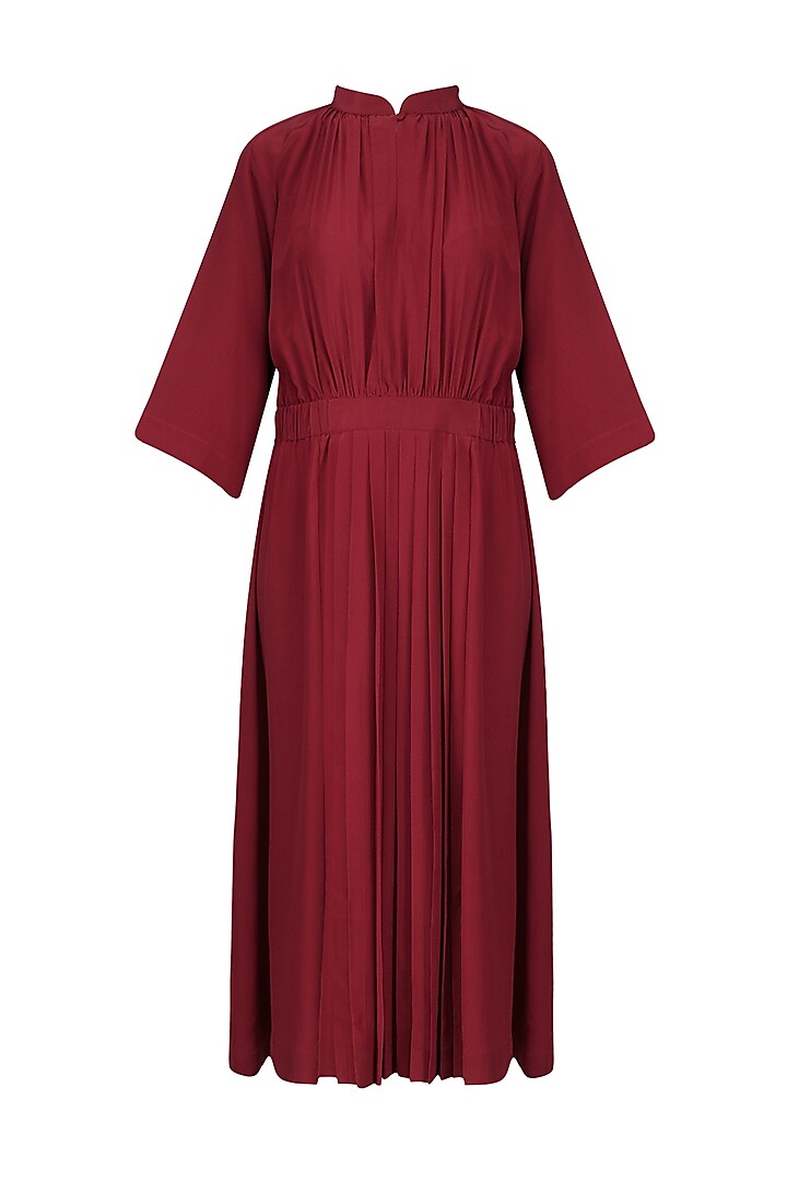 Red Front Pleat Gather Dress by Lovebirds