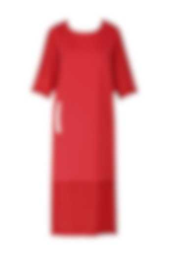 Red Sheer Hem Midi Dress by Lovebirds