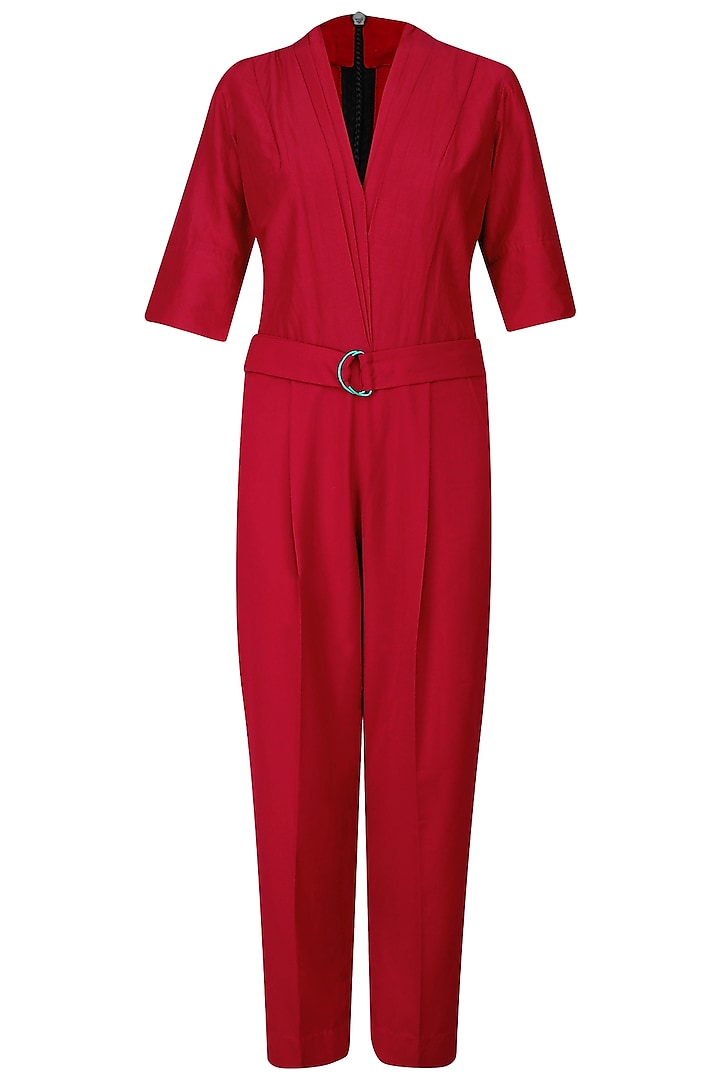 Red Classic Jumpsuit by Lovebirds