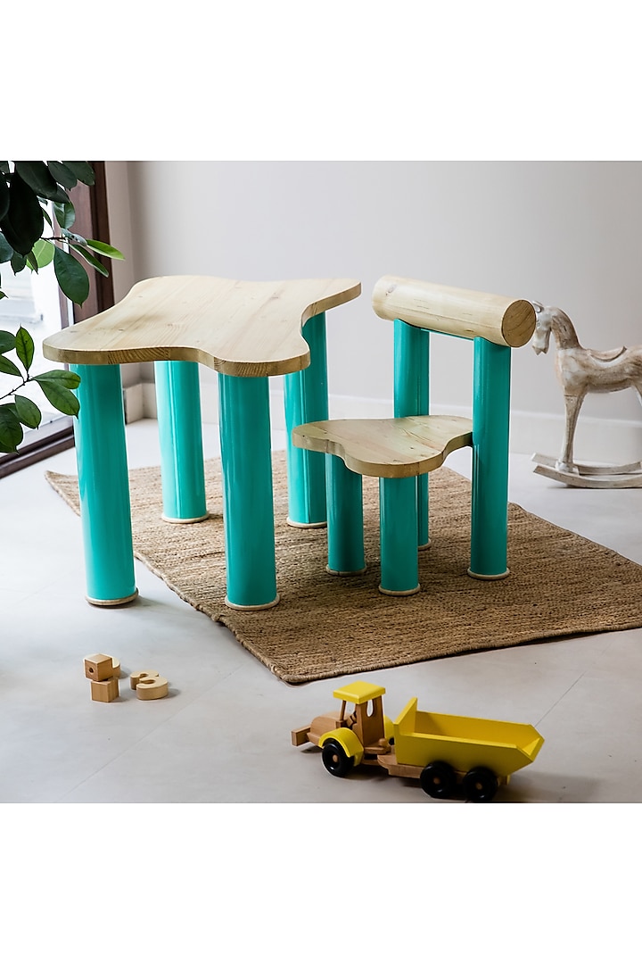 Aqua Pine Wood Desk & Chair by Living with Elan