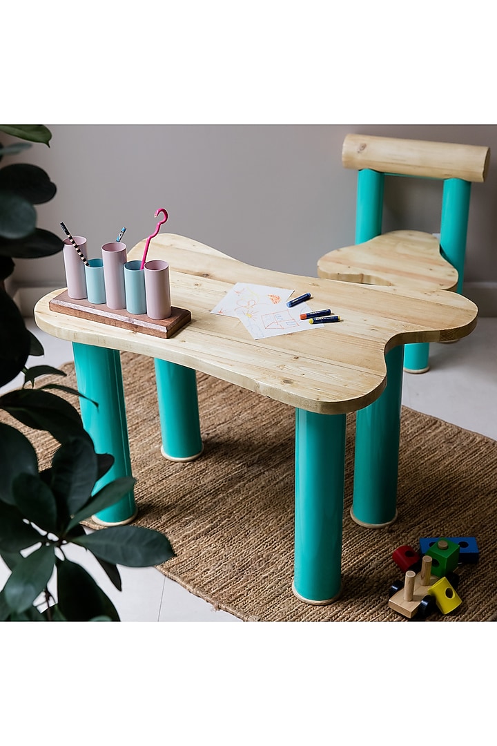 Aqua Pine Wood Desk & Chair by Living with Elan at Pernia's Pop Up Shop