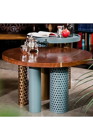 Brown & Green Teak Wood Coffee Table by Living with Elan
