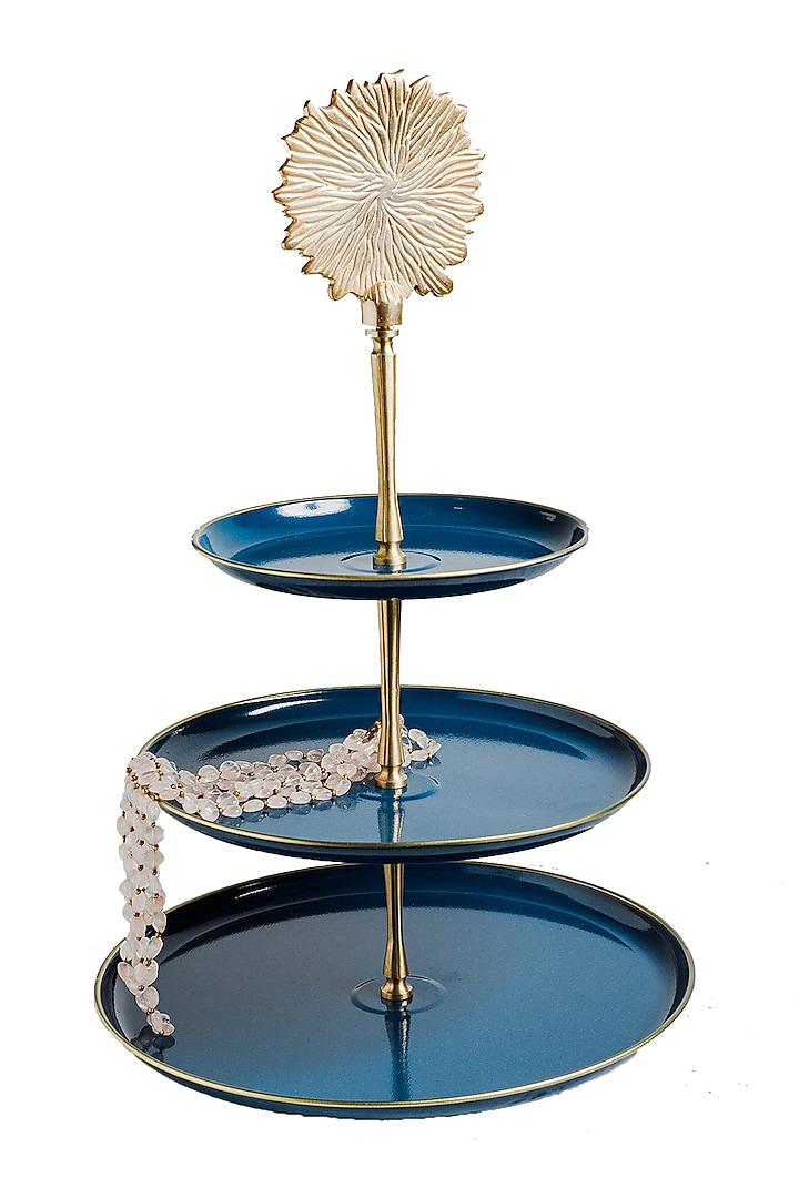 Royal Blue Galvanized Steel Three-Tiered Cake Stand by Living with Elan