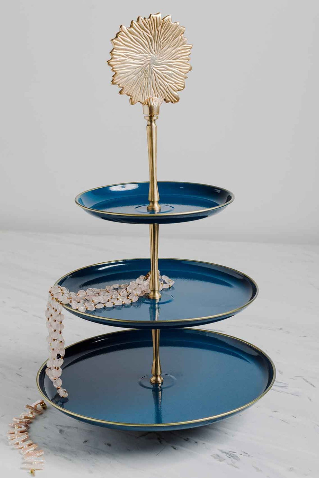Royal Blue Galvanized Steel Three-Tiered Cake Stand by Living with Elan at Pernia's Pop Up Shop
