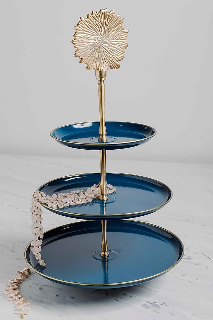 Royal Blue Galvanized Steel Three-Tiered Cake Stand by Living with Elan at Pernia's Pop Up Shop