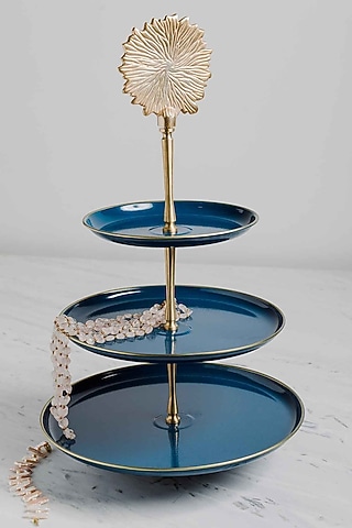 Royal Blue Galvanized Steel Three-Tiered Cake Stand by Living with Elan