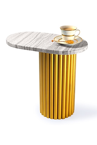 Brown Marble C-Shaped Table by Living with Elan