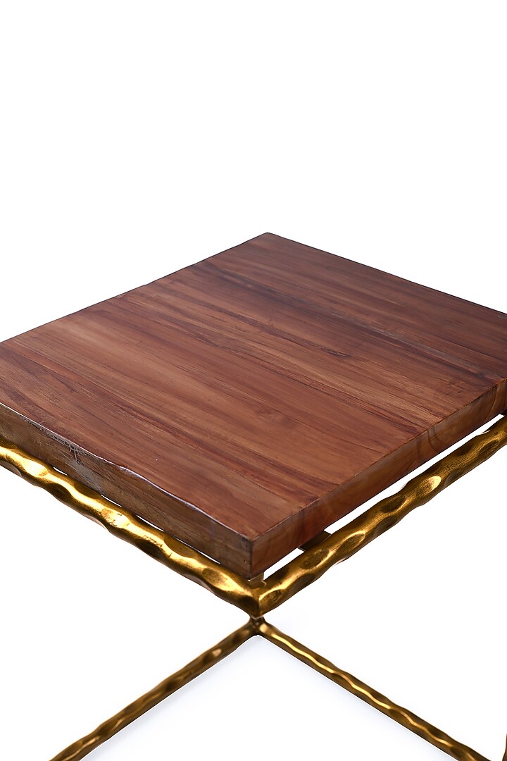 Gold Teak Wood C-Shaped Table by Living with Elan at Pernia's Pop Up Shop