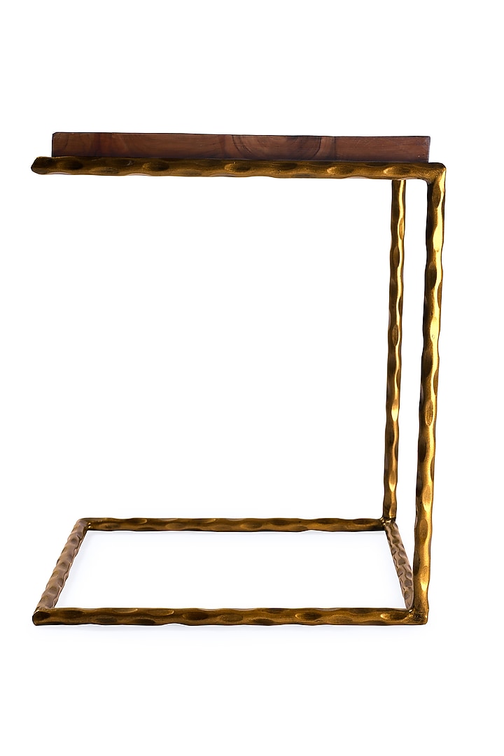 Gold Teak Wood C-Shaped Table by Living with Elan at Pernia's Pop Up Shop