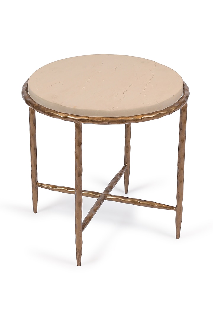 Beige Textured Side Table by Living with Elan