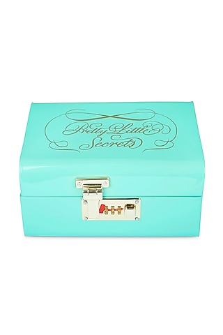Elan Vintage Storage Trunk, Jewelry & Makeup Storage Chest w/Lock (Secret, Aqua) by Living with Elan