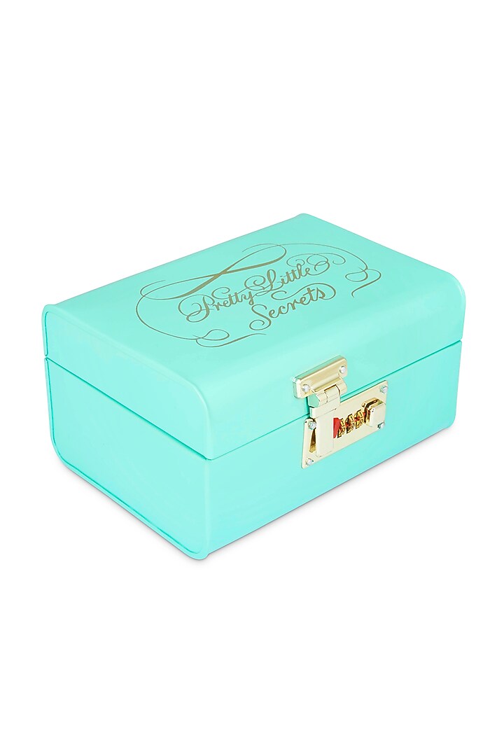 Elan Vintage Storage Trunk, Jewelry & Makeup Storage Chest w/Lock (Secret, Aqua) by Living with Elan at Pernia's Pop Up Shop