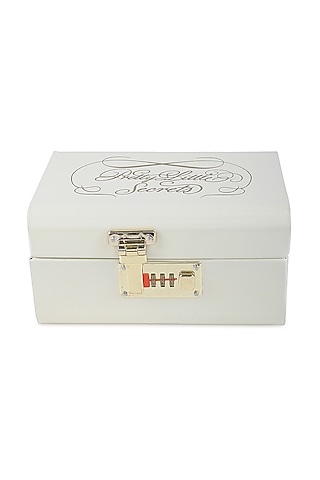 Elan Vintage Storage Trunk, Jewelry & Makeup Storage Chest w/Lock (Secret, Off White) by Living with Elan