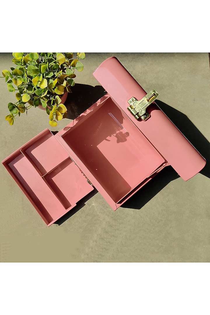 Elan Vintage Storage Trunk With Jewelry Tray Inside, Trinket Storage chest with lock (Secret, Powder Pink) by Living with Elan at Pernia's Pop Up Shop