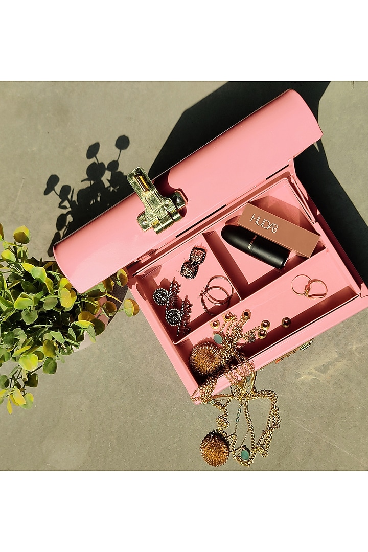 Elan Vintage Storage Trunk With Jewelry Tray Inside, Trinket Storage chest with lock (Secret, Powder Pink) by Living with Elan at Pernia's Pop Up Shop