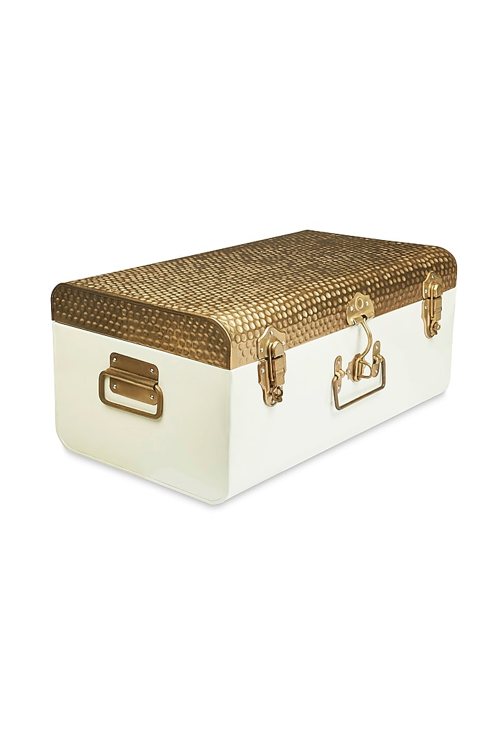 Elan Vintage Style Beaten Metal Trunk, Storage Chest (Off White) by Living with Elan at Pernia's Pop Up Shop