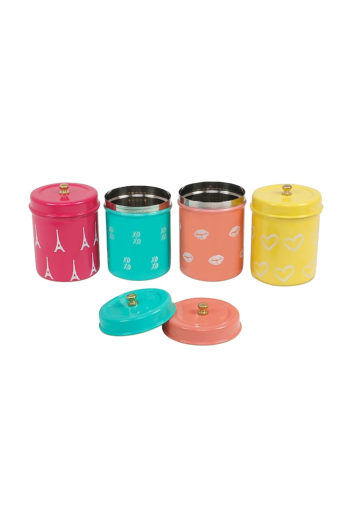 Elan Amour Food Storage Canister Collection, Kitchen Jars, Set of 4, (Stainless Steel, 500ml) by Living with Elan